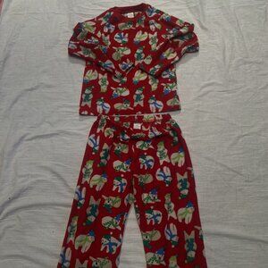 CHILDREN PLACE BOYS GIRLS FLEECE HOLIDAY CHRISTMAS PAJAMAS RED polar bear M 7 8